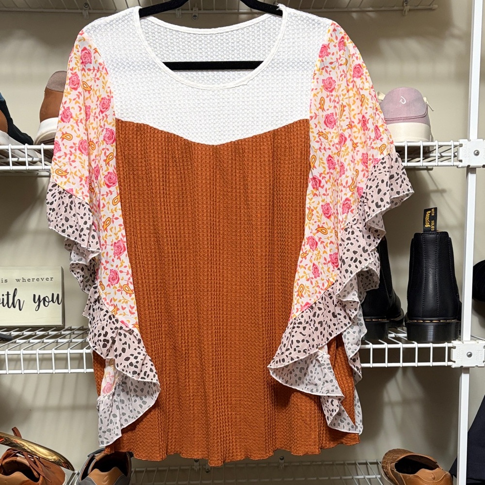 Floral and Leopard Print Women's Top